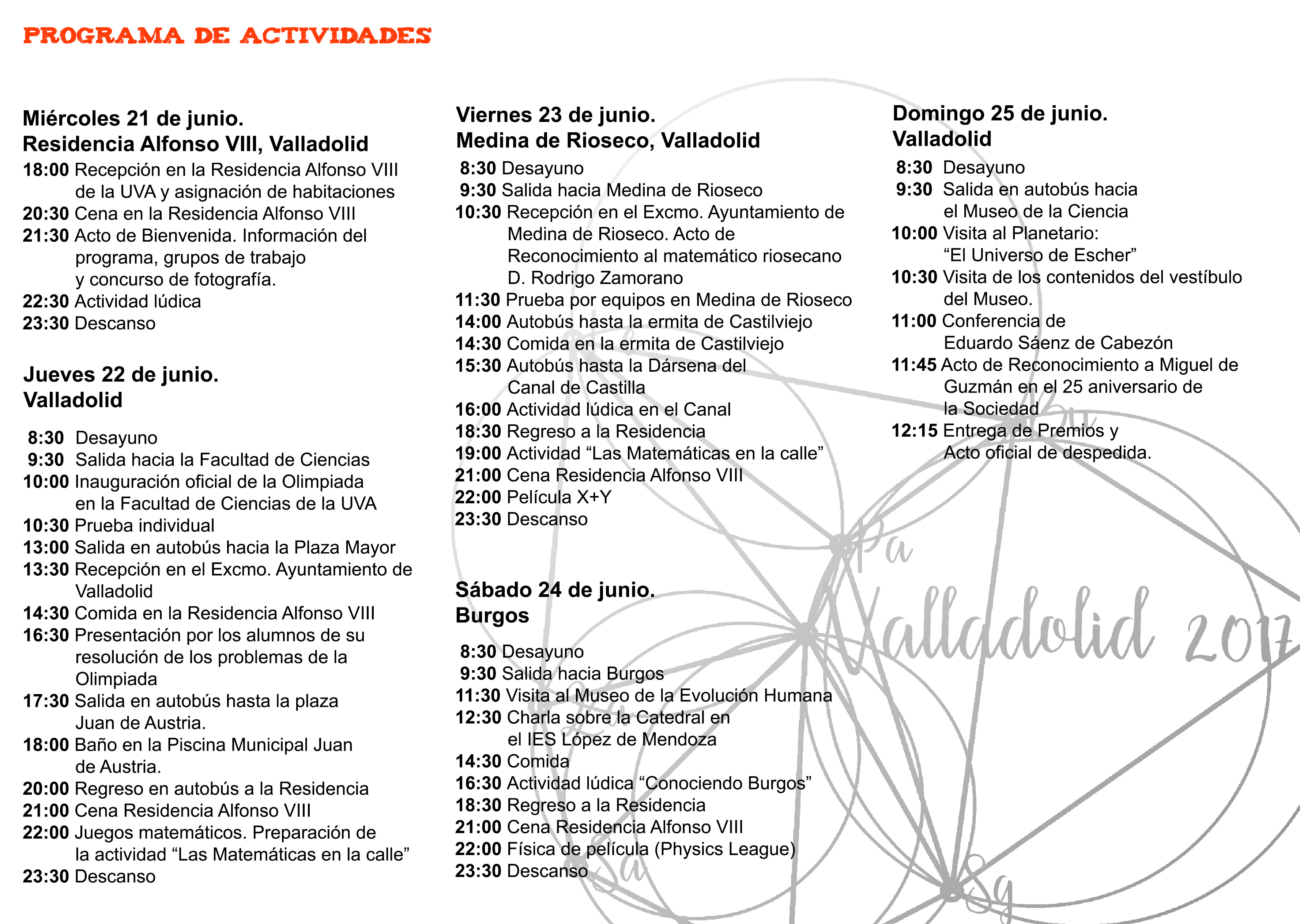 Portada Programa Olimpiadas Nacionales Matemáticas Castilla y León